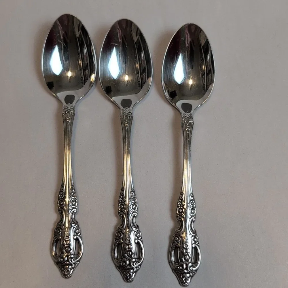 Elegant Oneida Silverplate Ornate Spoons - Set of 3 Soup Spoons & 3 Teaspoons